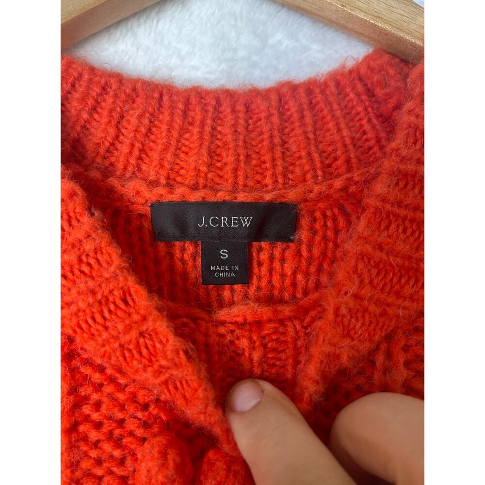 J. Crew Orange Cable Knit Pom-Pom Sweater - Picture 3 of 9